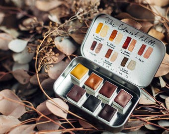 Handmade Watercolor Paint - The Colonial Palette - 7 Half Pans - Natural Earth Pigments - Professional Artist Paints - Gift for Artist