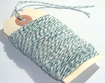 Dark Green and White Bakers Twine 50 yards