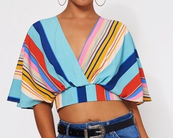 Lola Blue Stripe Crop Top