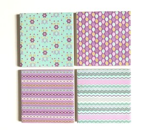 Handmade Purple and Turquoise Coaster Set