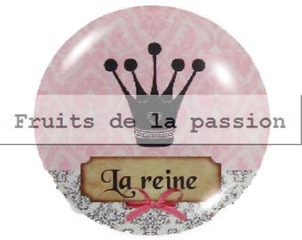 1 cabochon 25mm round glass, tales, fairy tale