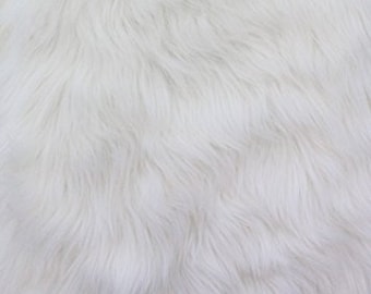 White Luxury Shag Faux Fur Fabric