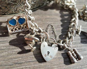 Gardener's Vintage Charm Bracelet. Sterling Silver. Vintage Gifts for Gardeners.