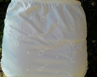 Vintage 1970s Tennis Underwear Panties With Embroidered Tennis Rackets.Size 6.Slinky Nylon With Cotton