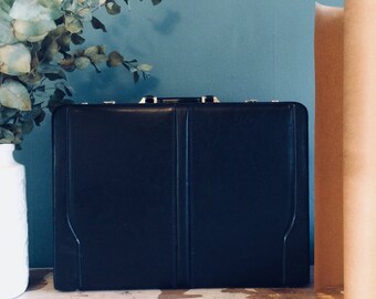Vintage lederen aktenkoffertje | vintage leather briefcase | black leather briefcase | vintage zaken koffertje | bussines briefcase