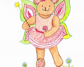 Bear fairy pink and green