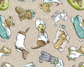 Cotton Fabric Quilting Pampered Dogs *