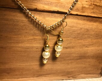 Steampunk Gold & Pearl Earrings