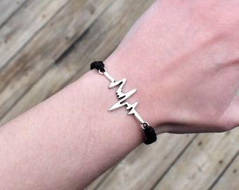 Heartbeat Bracelet - Adjustable Hemp EKG Jewelry for Men or Women - Gift for Nurse, Doctor, Doula, Student - Medical School Graduation Gift