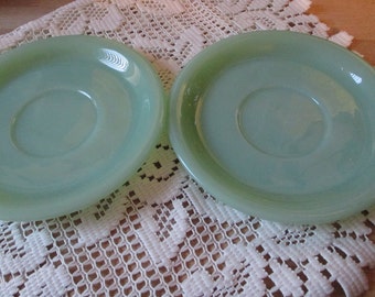 Vintage Anchor Hocking Fire King Jadite Restaurant Ware Saucers - Very Heavy pieces