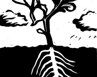 Grow Wood Block Print