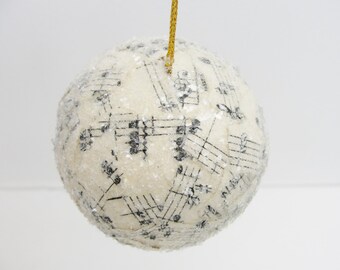 Vintage sheet music ornament 2.5" ball