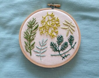 Handmade Botanical Embroidery, 5" Embroidery Hoop