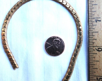 6 Feet of Vintage Brass Band/Snake Chain, Textured Sides, Just Over 5mm Wide