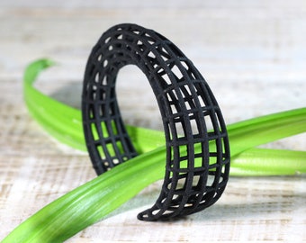 Geometric Bracelet, Black Cuff Bracelet, Geometrical Jewelry, Minimal Bracelet, Parametric Jewelry, Womens Bracelet