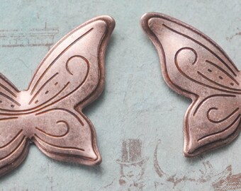 TWO Art Deco Butterfly Stampings, Rose Ox- Supplies by Calliopes Attic