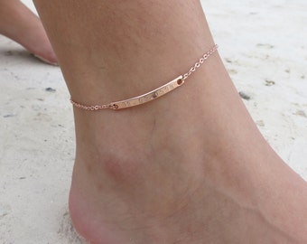 Anklet Personalized Gift Boho Best Friend Gift Bohemian Jewelry Beach Rose Gold Ankle Bracelet CUSTOM Gift for Her Friendship Bracelet