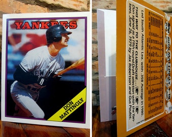 Vintage Yankees Baseball School Folder 80s MLB New York Yankees Don Mattingly Stats Topps Baseball Card Pocket Folder Yankees Memorabilia