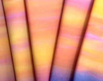 Sunset Sky Cotton Fabric Hand Painted