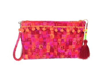 Red clutch , bohemian clutch , gypsy handbag