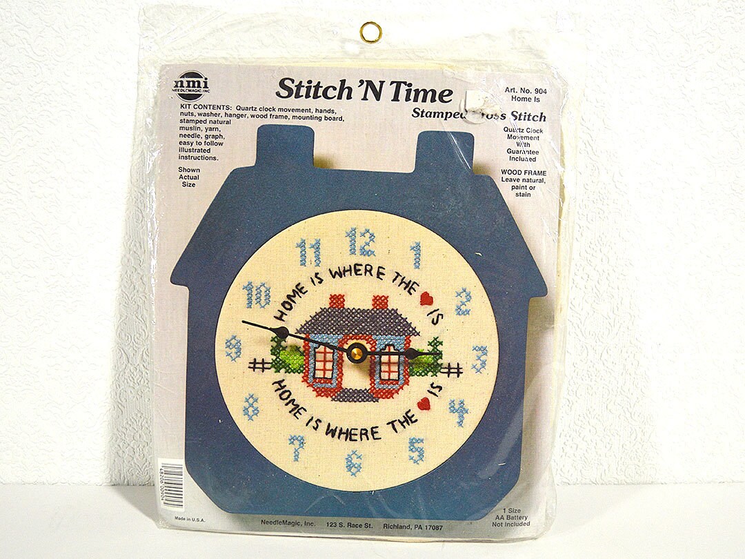 Cross Stitch Clock Kit Vintage Stitch 'N Time Stamped