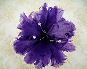 Purple Customized Feather Flower Bouquet Faux flowers Embellishment Millinery Goose Feathers Hat Making for Wedding Fascinators 1 Piece