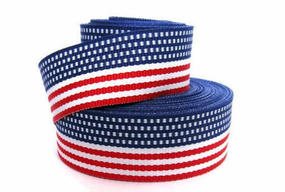 7/8 Striped Grosgrain Ribbon by the Yard / USA American