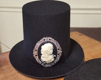 Mini Top Hat with Skull Cameo - Halloween - Steampunk