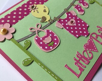 Baby Girl Card, Baby Shower Card, Girl Handmade Card, Baby Card, Congratulations Baby Card, Girl Baby Shower Card, Handmade Card