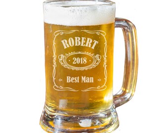 Groomsmen Beer Mug, Personalized Beer Mug, Custom Beer Mug, Engraved Beer Mug, Groomsmen Gift, Best Man Mug