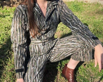 Vintage 70's Camo Coveralls Jumpsuit Size S M