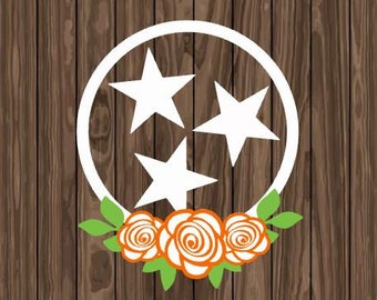 Tennessee Tri Star Flag Rose Vinyl Decal Car Laptop Yeti Tumbler Sticker