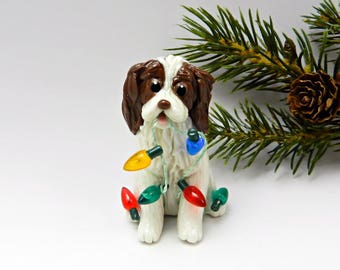 Springer Spaniel Liver Christmas Ornament Figurine Lights Porcelain