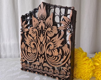 Vintage Batik Tjap Stamp Copper Indonesian Fabric Print Stamp Copper Art Block 1950s
