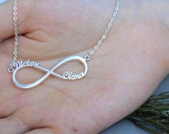 Personalized Infinity Necklace - Eternity Necklace in Sterling Silver - Promise Necklace - Silver Necklace - Christmas Gift