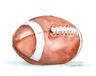 Football Watercolor - 20 x 16 - Large Fine Art Print - Watercolor Painting