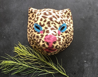 SALE Vintage cloth gauze halloween masks~cat~ leopard~vintage 1930s from MilkweedVintageHome