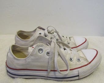 GRUNGED White-Colored,Vintage Retro CONVERSE All Star SKATER Style Sneakers.5-Men/7-Wom