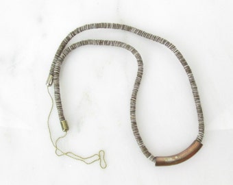 Minimal Industrial Rope Distressed Metal Tube Necklace