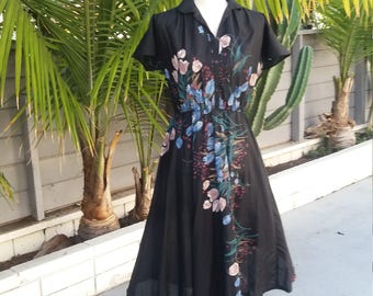 Vintage tulip print cotton dress size M