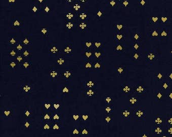 Follow Suit Navy Metallic - Wonderland - Cotton LAWN - Anna Bond Rifle Paper Co - Cotton + Steel - 8021-41