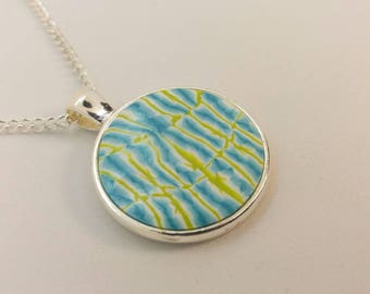 Polymer Clay Round Pendant Necklace D200109