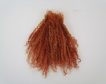 Doll Hair, Wensleydale Curly Locks, Hand dyed Locks, Coppery color, Listed for 1/2 oz.