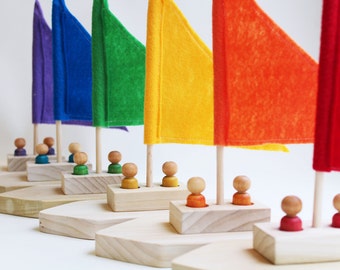 Rainbow Regatta - Choose Your Color - A Montessori and Waldorf Inspired Pretend Play and Sailing Toy