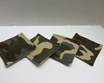 Set of 4 Fabric Drink Coasters Camoflauge