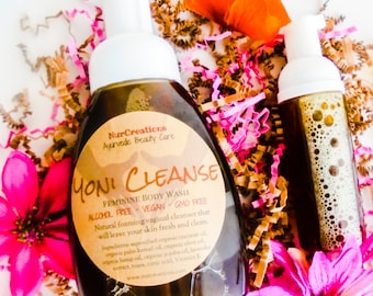 Organic Yoni Cleanse - Feminine Body Wash Infused w/ Roses, Lavender, Hemp Oil, Jojoba Oil & Coconut Oil 8.5 oz. Foam Pump *Shave Soap Vegan