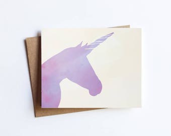 Purple Unicorn - NOTECARD - FREE SHIPPING!