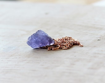 Rough Tanzanite Necklace, Raw Crystal Necklace on Rose gold filled or silver chain, Raw December Birthstone, Layering Necklace, Gift for mom