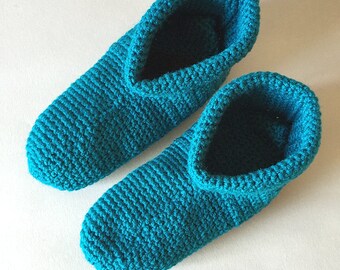 Handmade Crochet Slippers with Roll-Down Top, Knit Slippers, Crochet Booties, Croatian Papuče