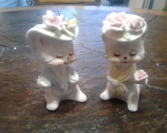 Two vintage porcelain cats